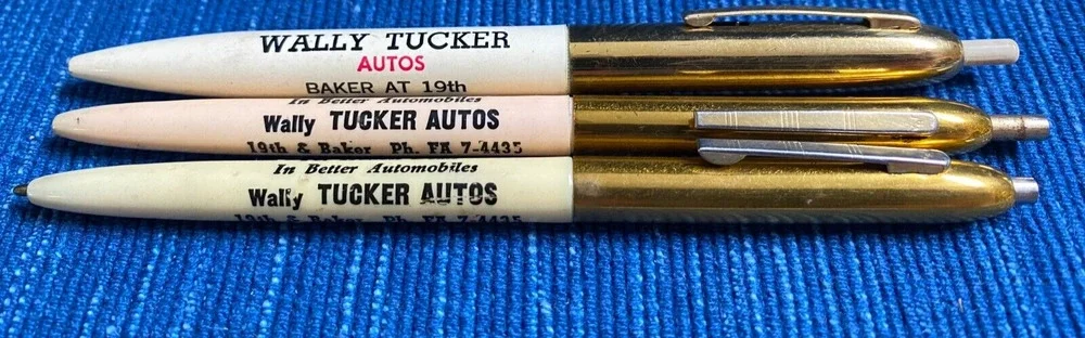 Vintage Pen Lot Wally Tucker Autos Car Bakersfield California Advertising 971A
